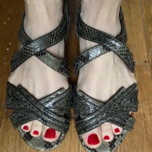 Marni dark green snakeskin sandals